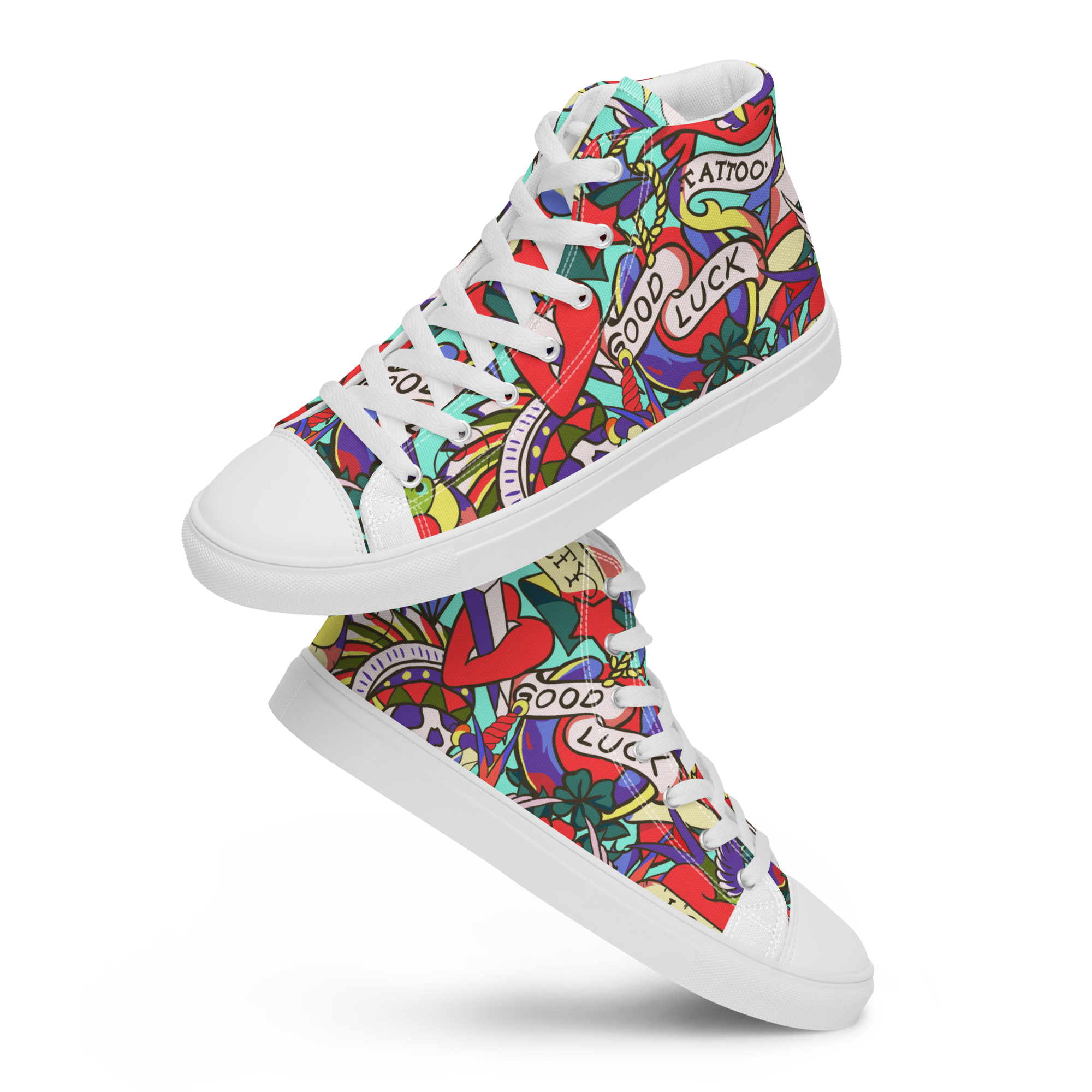 Tattooprint High top canvas shoes.